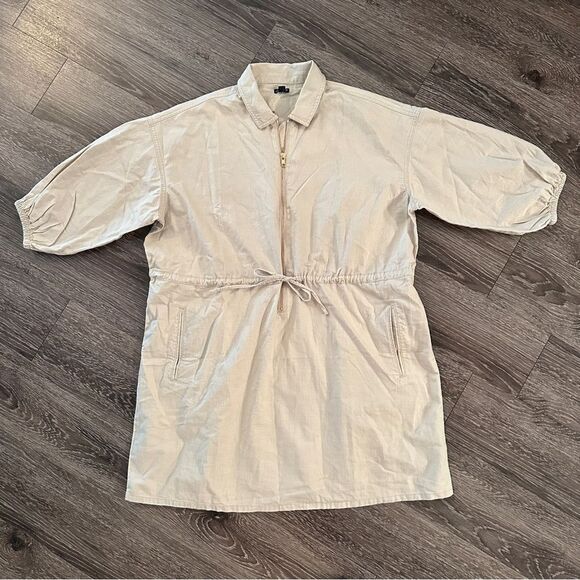 J. Crew Cinched zip-up dress in drapey cotton New - Picture 1 of 8